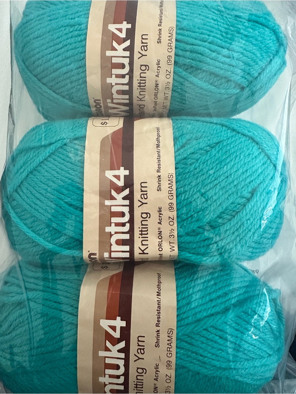 Vintage Caron Wintuk 4 Yarn Jade 3.5oz Skeins - Lot of 3 Same Dye Lot New